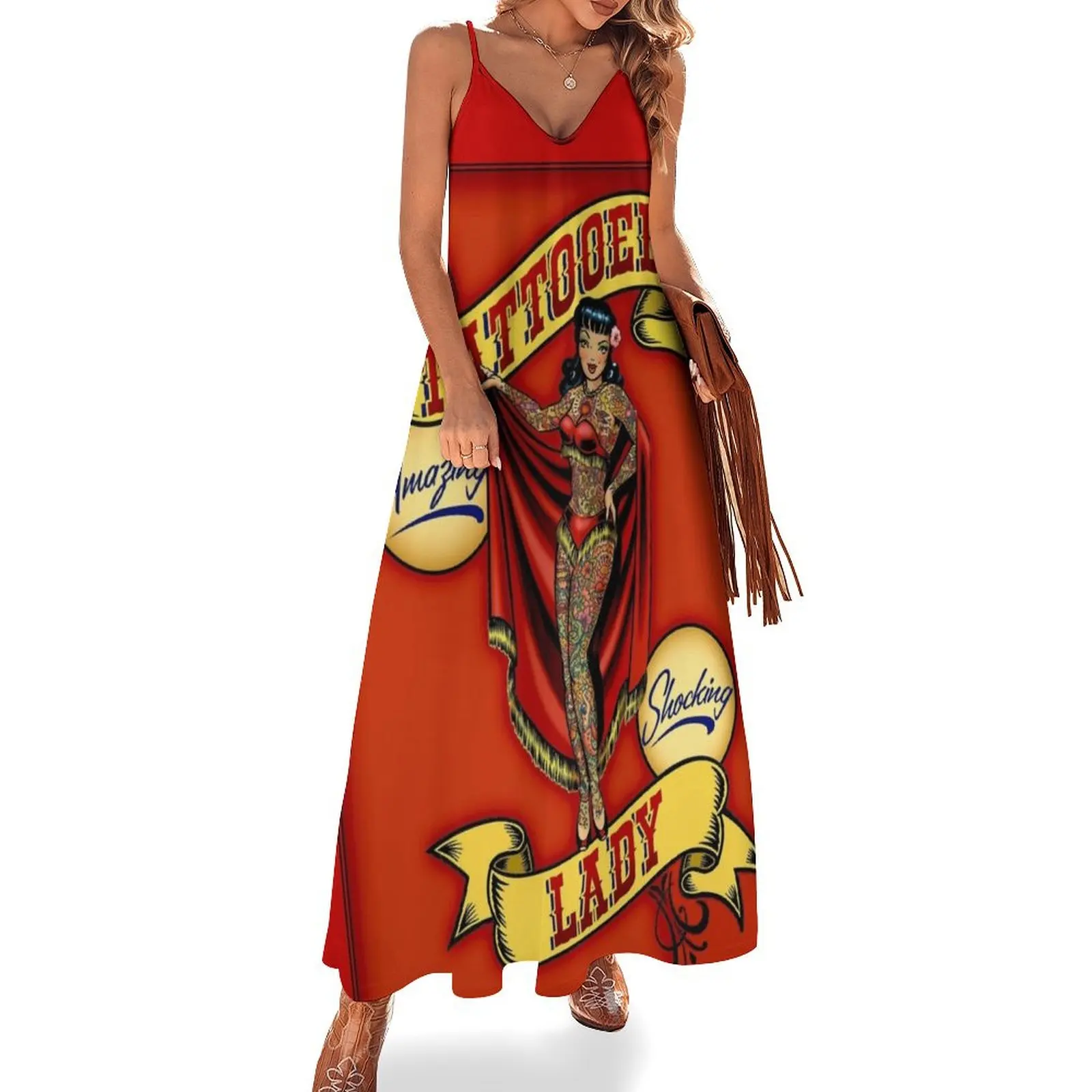 TATTOOED LADY; Vintage Circus Advertising Print Sleeveless Long Dress fairy dress birthday dress for women
TATTOOED LADY; Vintage Circus Advertising Print Sleeveless Long Dress fairy dress birthday dress for women