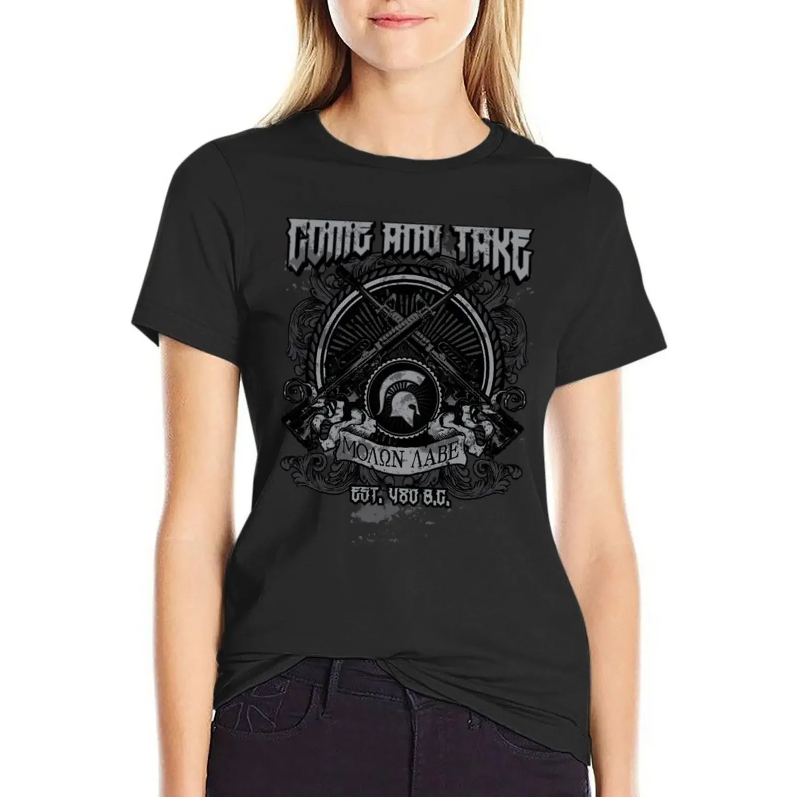 Molon Labe Come and Take T-Shirt vintage cute tops sweat lady clothes tight shirts for Women
Molon Labe Come and Take T-Shirt vintage cute tops sweat lady clothes tight shirts for Women