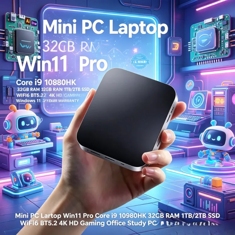 Compact Mini Laptop Win11 Pro, Core i9 10980HK, 32GB RAM, 1TB/2TB SSD, WiFi6, BT5.2, 4K HD, for Gaming Office Study 3Y Warranty
Compact Mini Laptop Win11 Pro, Core i9 10980HK, 32GB RAM, 1TB/2TB SSD, WiFi6, BT5.2, 4K HD, for Gaming Office Study 3Y Warranty