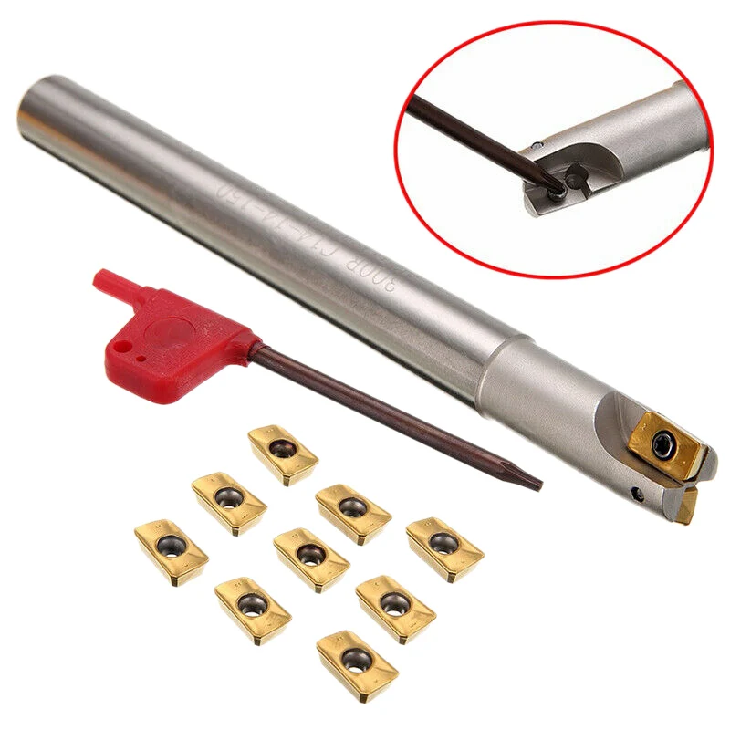 ABUF-Bap 300R C14-14-130 Milling Cutter Tool Holder 12 X 130Mm + 10Pcs Apmt1135pder Inserts + Wrench For Cnc Milling Machine
ABUF-Bap 300R C14-14-130 Milling Cutter Tool Holder 12 X 130Mm + 10Pcs Apmt1135pder Inserts + Wrench For Cnc Milling Machine