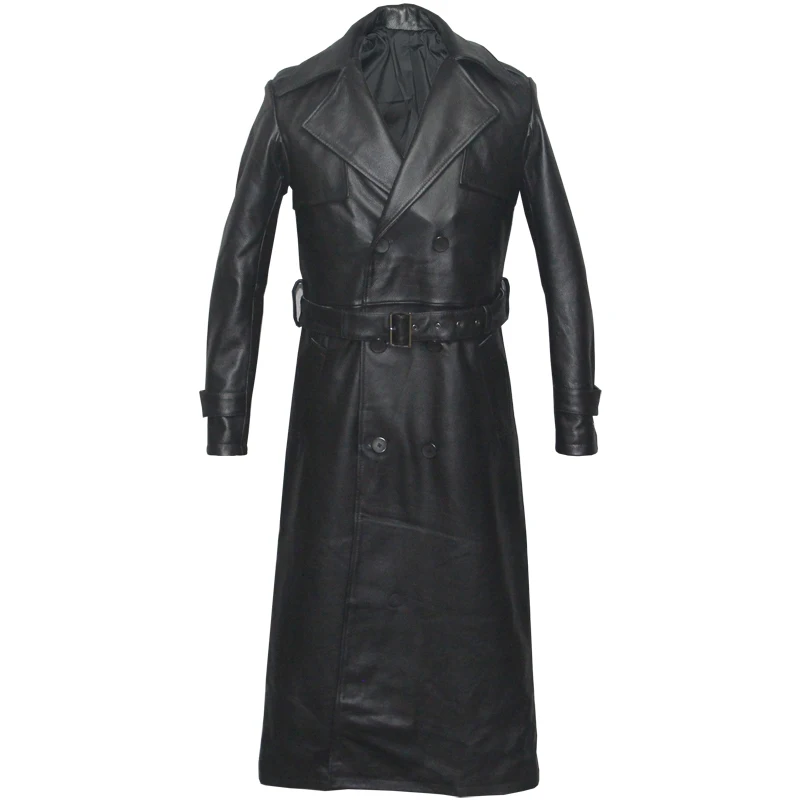 Men's Leather Trench Coat, Genuine Cowhide, Double Breasted, Extended Length Trench Long Coat Windproof Belt, Autumn Winter,6XL
Men's Leather Trench Coat, Genuine Cowhide, Double Breasted, Extended Length Trench Long Coat Windproof Belt, Autumn Winter,6XL
