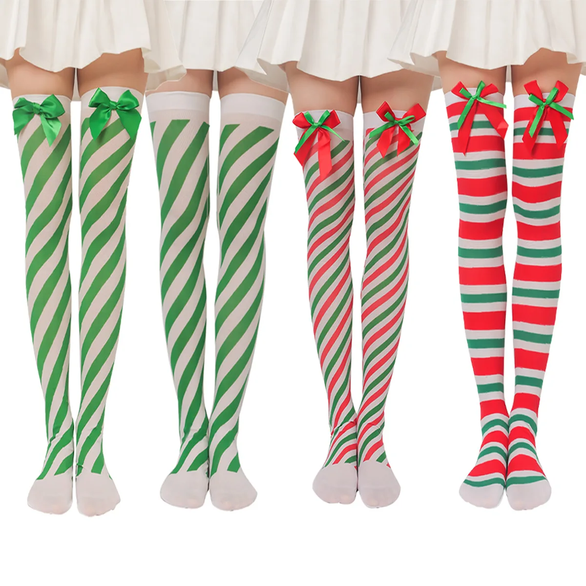 Candy Color Striped Christmas Stockings Colorful Over Knee Christmas Bowknot High Socks Fit For Cosplay Party Wear
Candy Color Striped Christmas Stockings Colorful Over Knee Christmas Bowknot High Socks Fit For Cosplay Party Wear