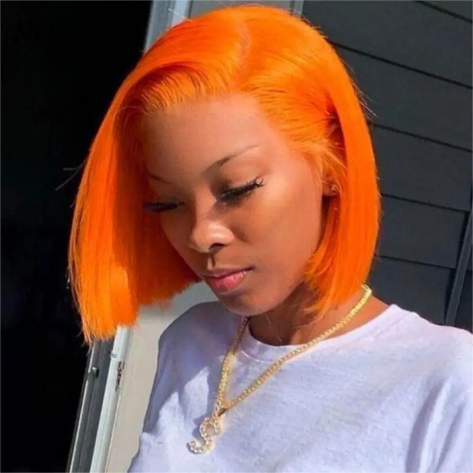 Brazilian Colored Human Hair Wig Cosplay Ginger Orange Straight Short Bob Transparent Lace Frontal Wigs Pre Plucked For Women
Brazilian Colored Human Hair Wig Cosplay Ginger Orange Straight Short Bob Transparent Lace Frontal Wigs Pre Plucked For Women
