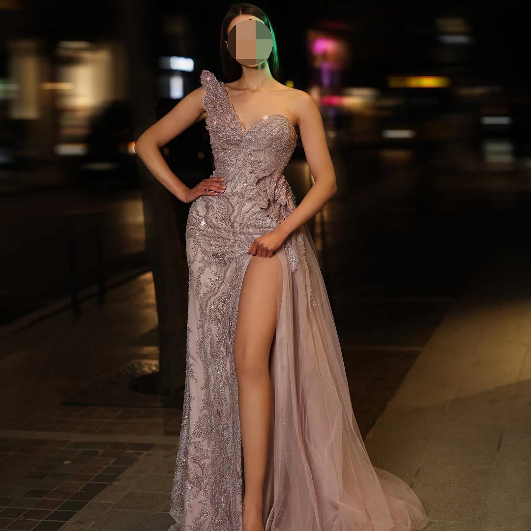 V Neck Mermaid Evening Dress One shoulder Floor Length Sleeveless Beadings Sequin High Side Slit Sweep Train Prom Dresses
V Neck Mermaid Evening Dress One shoulder Floor Length Sleeveless Beadings Sequin High Side Slit Sweep Train Prom Dresses