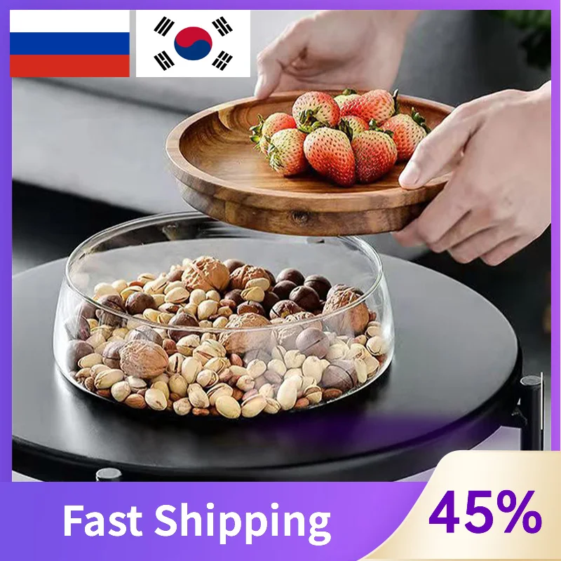 Dishes Glass Bowl Wood Plate Fruit Nut Dried Storage Box Container Candy Storage Box Fruit Tray With Wooden Lid Home Kitchen
Dishes Glass Bowl Wood Plate Fruit Nut Dried Storage Box Container Candy Storage Box Fruit Tray With Wooden Lid Home Kitchen