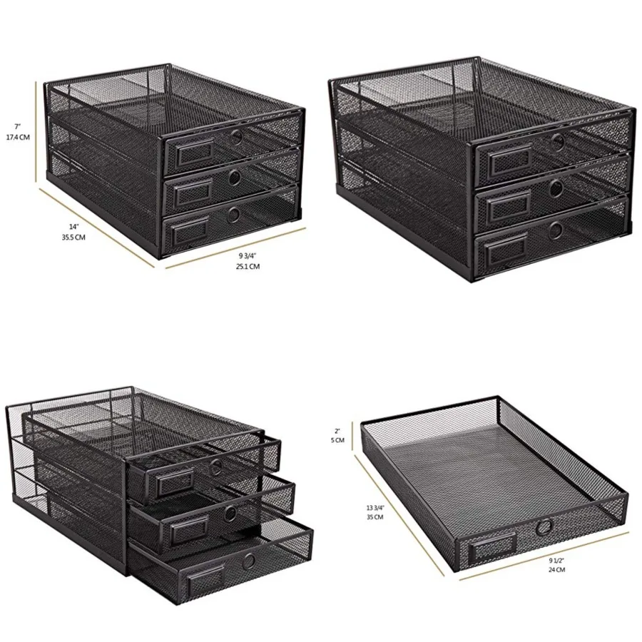 Desk Organizer Wire Mesh 3 Tier Sliding Drawers Paper Sorter/Multifunctional/Premium Solid Construction for Letters, Documents,
Desk Organizer Wire Mesh 3 Tier Sliding Drawers Paper Sorter/Multifunctional/Premium Solid Construction for Letters, Documents,