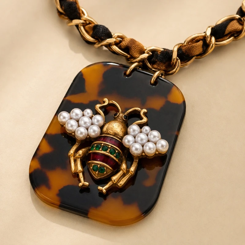 Handwoven Bee Pendant Pearl Inlaid Necklace Unisex Vintage Statement Chain Necklace for Women Men
Handwoven Bee Pendant Pearl Inlaid Necklace Unisex Vintage Statement Chain Necklace for Women Men
