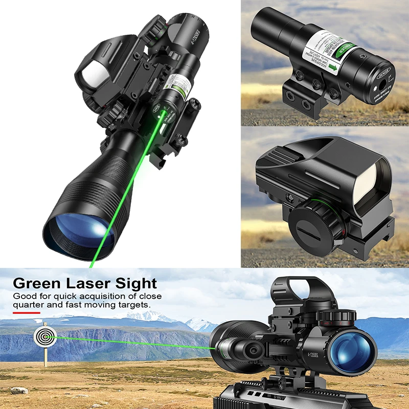 MidTen Tactical 3-in-1 Rifle Scope Combo 4-12x50EG Optics Green Laser Sight Red Dot Reflex Sights with 20mm Mount for Picatinny
MidTen Tactical 3-in-1 Rifle Scope Combo 4-12x50EG Optics Green Laser Sight Red Dot Reflex Sights with 20mm Mount for Picatinny