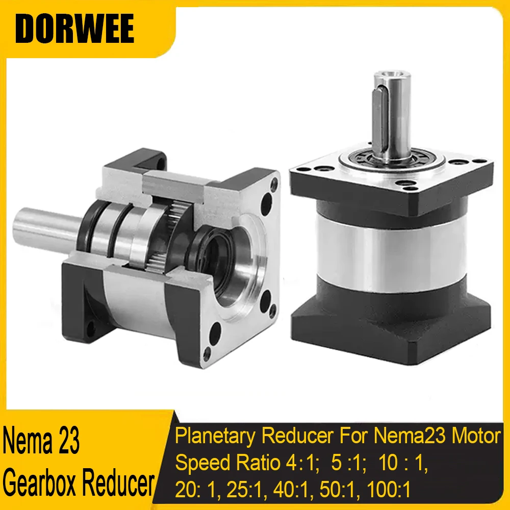 Планетарный редуктор для шагового двигателя Nema23, планетарный редукторный механизм с передаточным числом 4:1-100:1, вал 14 мм, погрешность менее 20 угл.мин.
Планетарный редуктор для шагового двигателя Nema23, планетарный редукторный механизм с передаточным числом 4:1-100:1, вал 14 мм, погрешность менее 20 угл.мин.