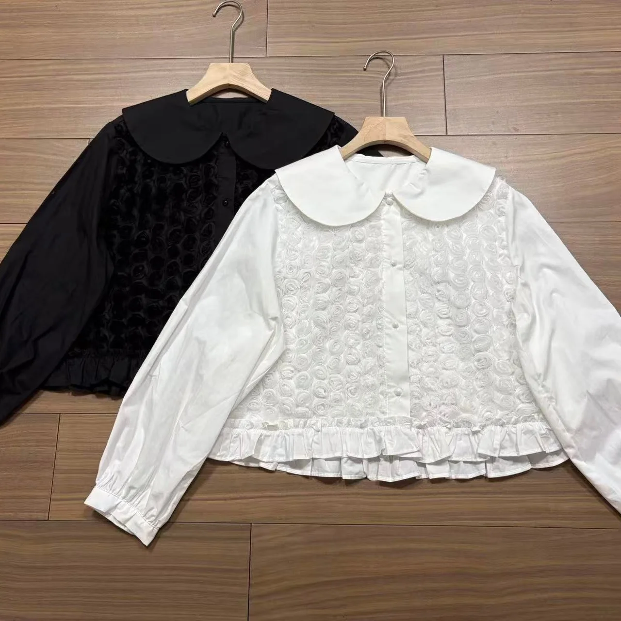 Women's Loose Cotton Long Sleeve Shirt Pure Color Rose 3D Official Website Sweet Collar Casual Style Autumn New Arrival
Women's Loose Cotton Long Sleeve Shirt Pure Color Rose 3D Official Website Sweet Collar Casual Style Autumn New Arrival