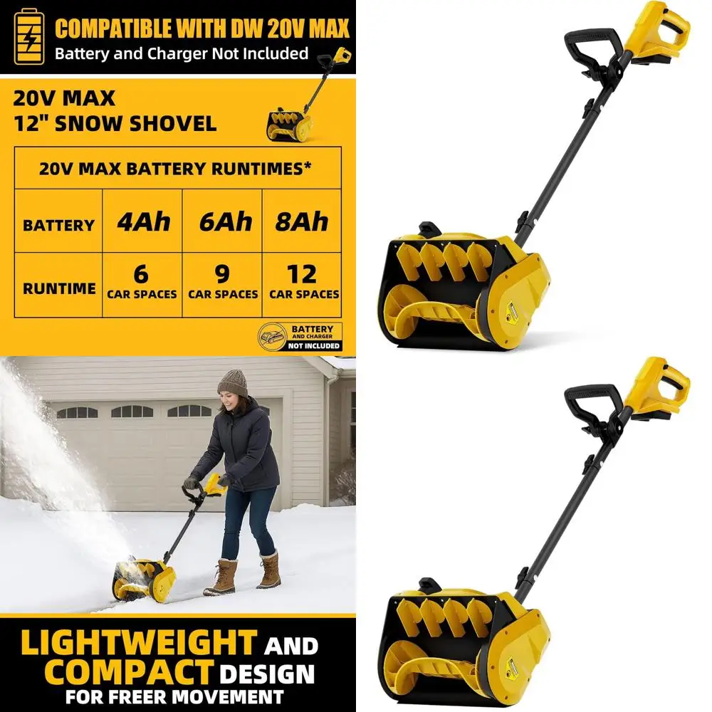 12-Inch Wide, 6-Inch Deep Cordless Snow Shovel, 20V MAX Compatible, 20FT Throw, Lightweight Electric Blower, Tool Only
12-Inch Wide, 6-Inch Deep Cordless Snow Shovel, 20V MAX Compatible, 20FT Throw, Lightweight Electric Blower, Tool Only