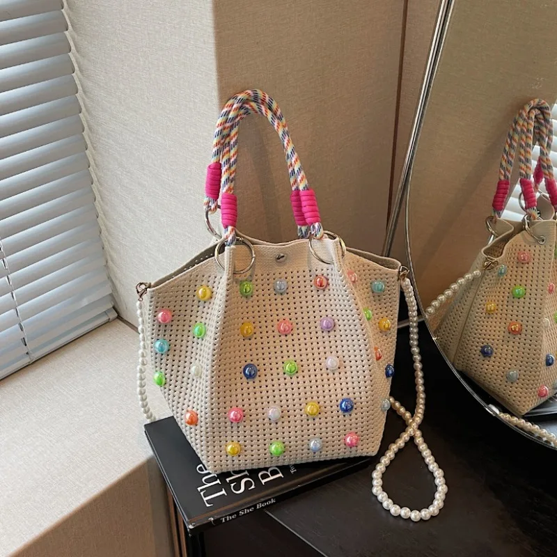 2026 Summer New Fashion Essential Rainbow Beaded Straw Tote Bag Pearl Chain Crossbody Purse for Vacation & Daily Use
2026 Summer New Fashion Essential Rainbow Beaded Straw Tote Bag Pearl Chain Crossbody Purse for Vacation & Daily Use