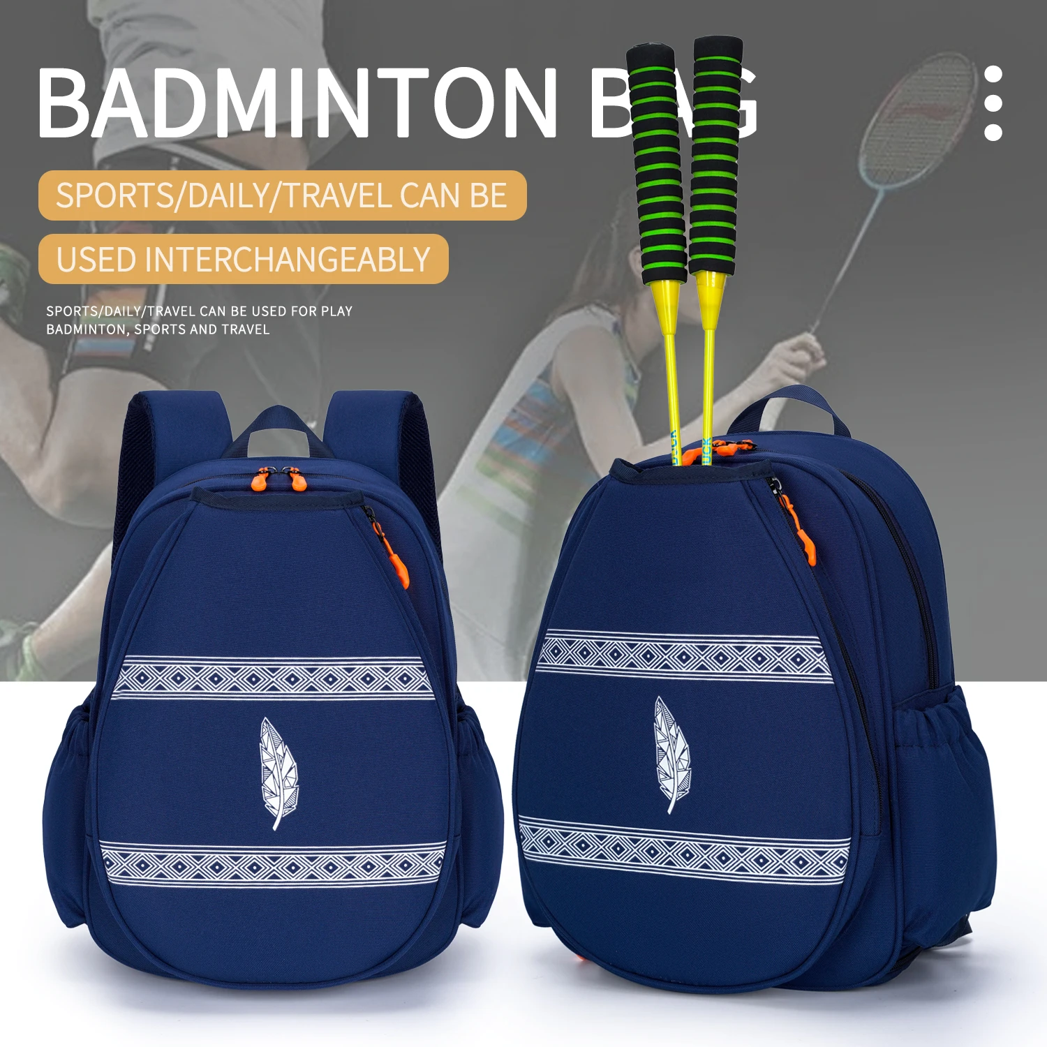 Multifunctional Badminton Rackets Backpack Large Capacity with Shoes Compartment Gym Fitness Pack Waterproof