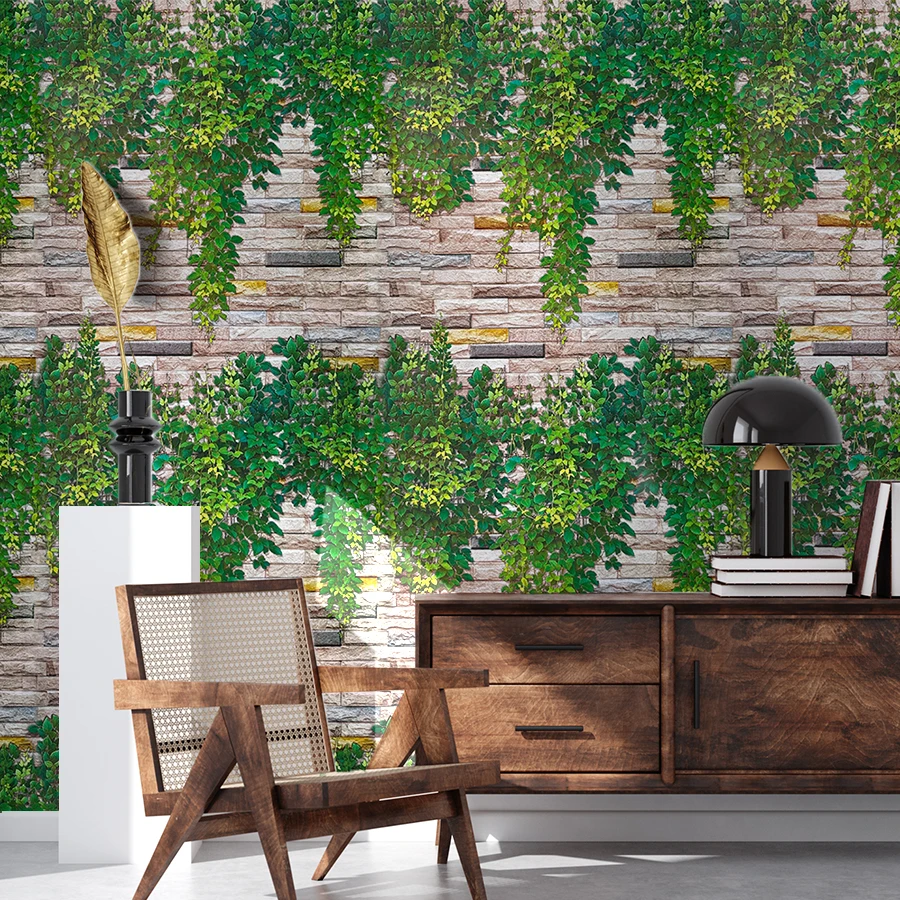 3D Ivy Leaf & Brick Wall Wallpaper, Self-Adhesive PVC Wall Mural for Living Room, Bedroom, Cafe – Nature Greenery Home Decor
3D Ivy Leaf & Brick Wall Wallpaper, Self-Adhesive PVC Wall Mural for Living Room, Bedroom, Cafe – Nature Greenery Home Decor