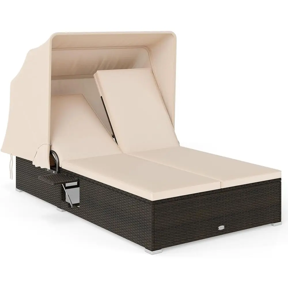 2-Person Adjustable Rattan Daybed with Cushions and Folding Side Trays for Outdoor Relaxation
2-Person Adjustable Rattan Daybed with Cushions and Folding Side Trays for Outdoor Relaxation