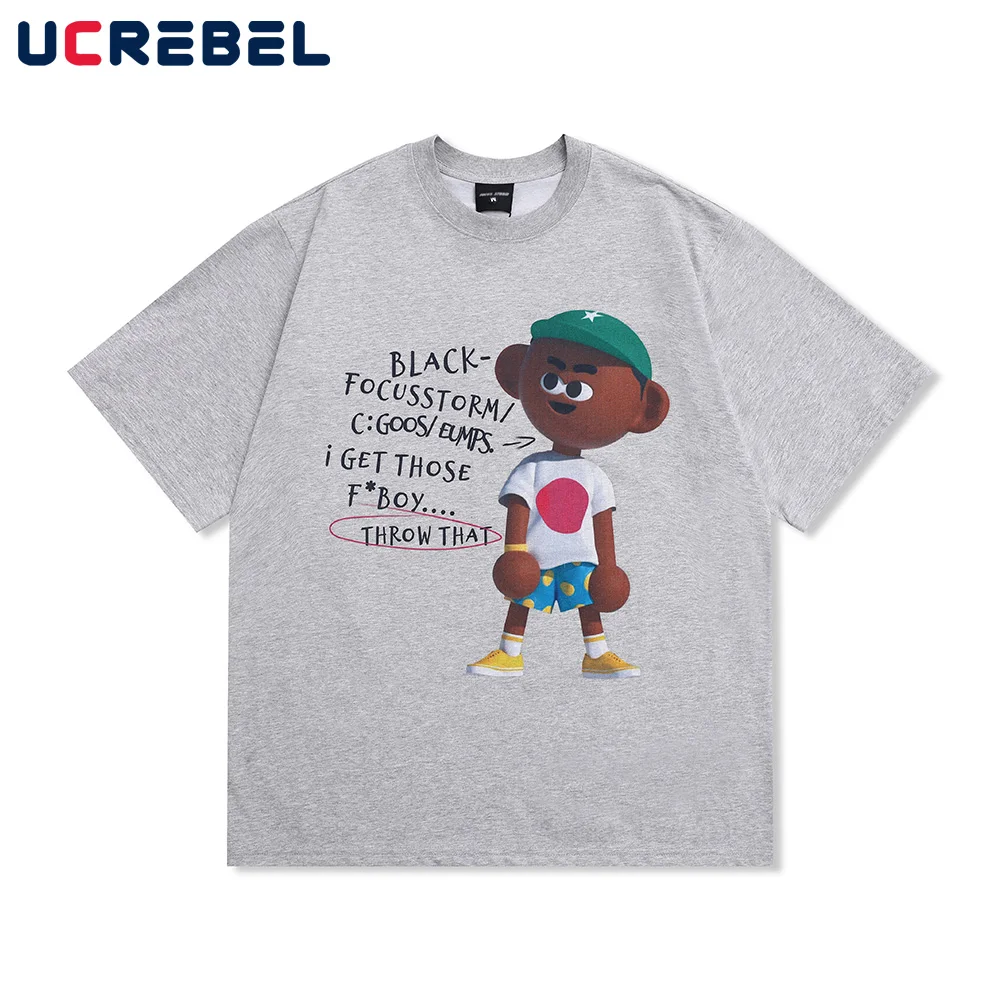 Cartoon Print Short Sleeve T-shirt Mens Hip Hop Streetwear Summer Loose Crew Neck Half-Sleeve tee Men
Cartoon Print Short Sleeve T-shirt Mens Hip Hop Streetwear Summer Loose Crew Neck Half-Sleeve tee Men