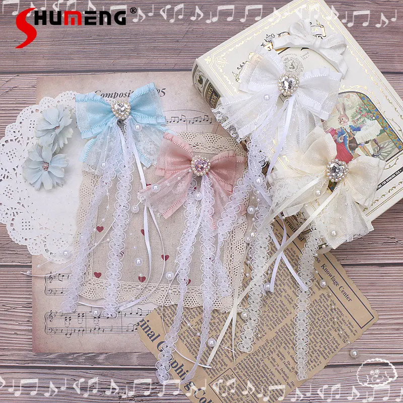 Japanese Style Sweet Lolita Ladies Starry Pearl Lace Snow Yarn Barrettes Side Clip Fairy Cute Handmade A Pair of Hairclip Women
Japanese Style Sweet Lolita Ladies Starry Pearl Lace Snow Yarn Barrettes Side Clip Fairy Cute Handmade A Pair of Hairclip Women