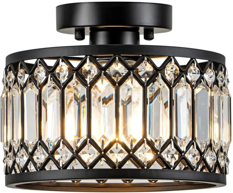 9 Inch Crystal Ceiling Light, Black Flush Mount Fixture for Hallway, Bathroom, Kitchen, 1 Light
9 Inch Crystal Ceiling Light, Black Flush Mount Fixture for Hallway, Bathroom, Kitchen, 1 Light