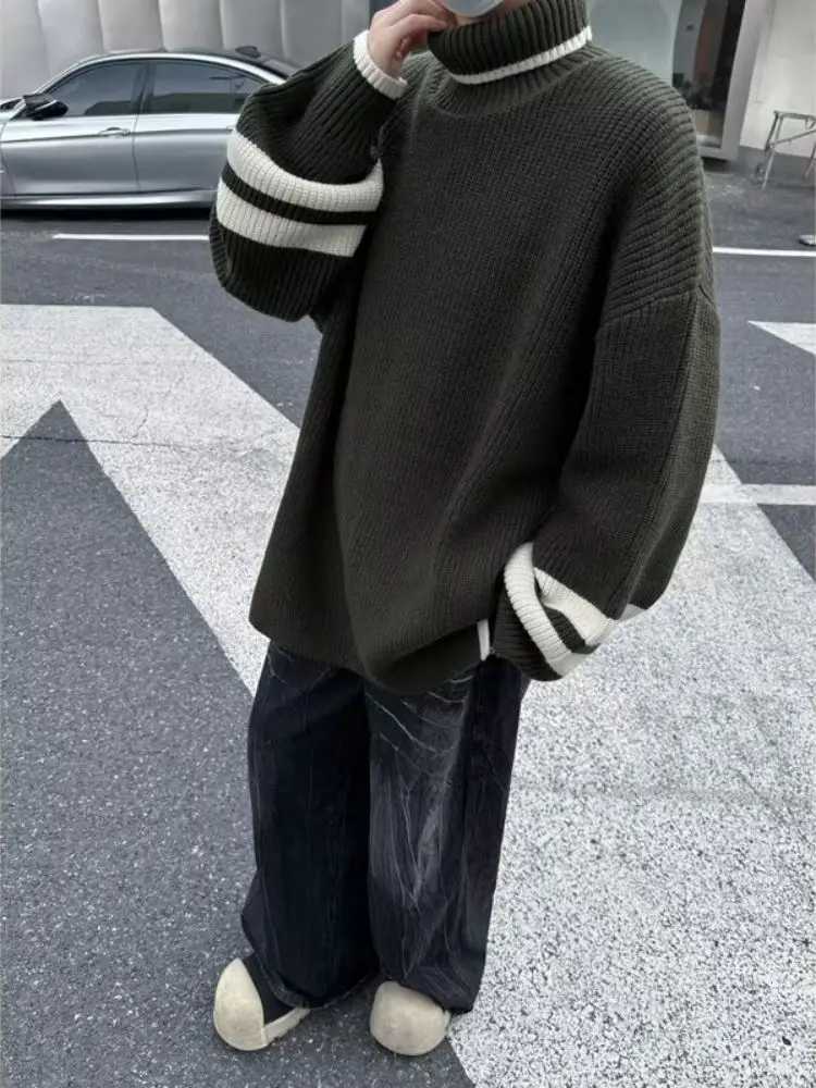 Retro Japanese High Neck Knitwear Men's Winter Loose Bottom Lazy Style Base Layer Shirt Comfortable Fit Casual Stripe Pattern
Retro Japanese High Neck Knitwear Men's Winter Loose Bottom Lazy Style Base Layer Shirt Comfortable Fit Casual Stripe Pattern