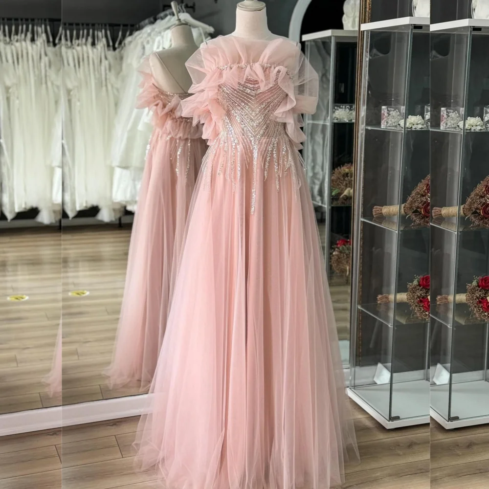 Элегантные изысканные сетчатые плиссированные длинные платья трапециевидной формы без бретелек по индивидуальному заказу, блестящие 
Элегантные изысканные сетчатые плиссированные длинные платья трапециевидной формы без бретелек по индивидуальному заказу, блестящие