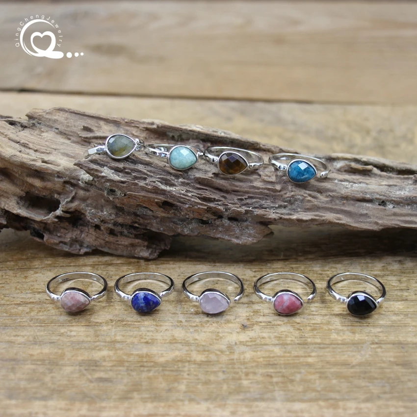 Natural Stone Faceted Drop Rings Healing Crystal Apatite Tiger eye Rhodonite Finger Adjustable Ring Women Fashion Jewelry,QC4214
Natural Stone Faceted Drop Rings Healing Crystal Apatite Tiger eye Rhodonite Finger Adjustable Ring Women Fashion Jewelry,QC4214