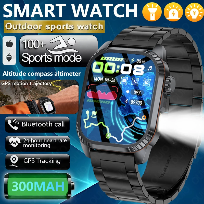 2026 New Military Smart Watch GPS BT Call Flashlight Wristwatches 300MAH IP67 Waterproof 100+Sports Smart watch Men IOS Android
2026 New Military Smart Watch GPS BT Call Flashlight Wristwatches 300MAH IP67 Waterproof 100+Sports Smart watch Men IOS Android