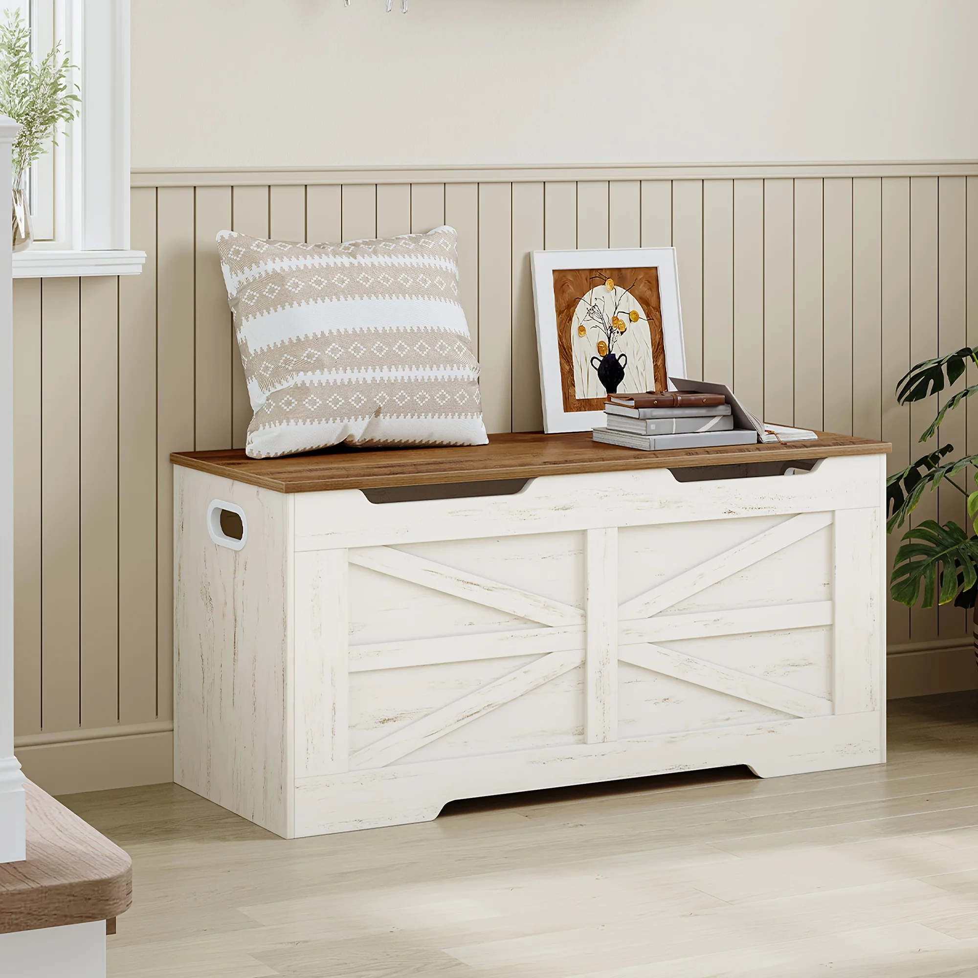 Storage Trunk, Wooden Storage Bench - 39.4" Lift-Top Storage Organizer with 2 Safety Hinges, Shoe Bench
Storage Trunk, Wooden Storage Bench - 39.4" Lift-Top Storage Organizer with 2 Safety Hinges, Shoe Bench