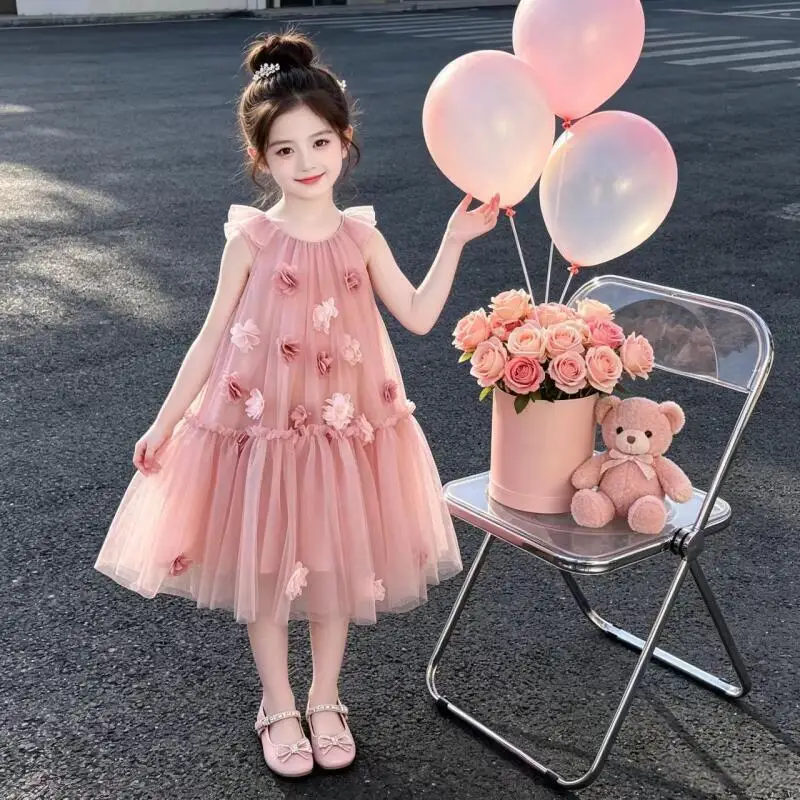 Girls Small Flying Sleeve Mesh Dress Summer New Children's Short-Sleeved Sweet Beautiful Vest Dress Girls Fashion Princess Skirt
Girls Small Flying Sleeve Mesh Dress Summer New Children's Short-Sleeved Sweet Beautiful Vest Dress Girls Fashion Princess Skirt