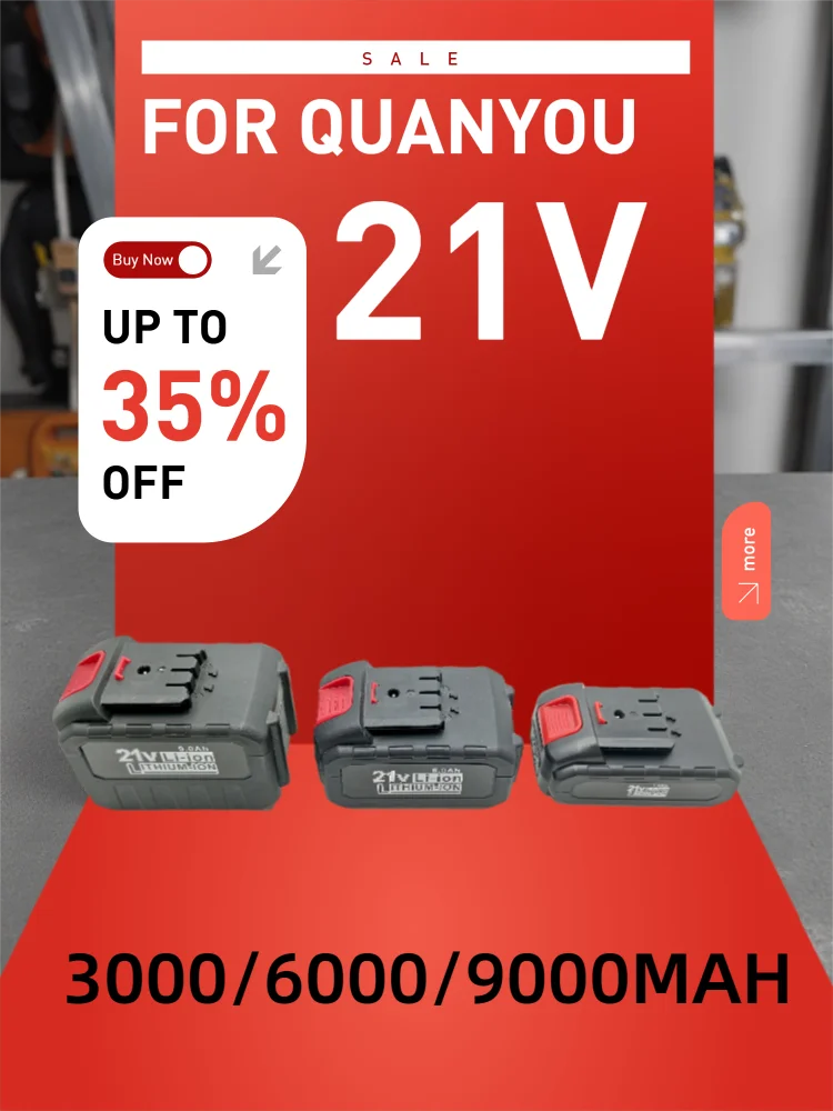 For Quanyou Electric Tool 21V Battery New arrival 3000/6000/9000mAh Lithium-ion Suitable for Cutting machines, Drills, Saws
For Quanyou Electric Tool 21V Battery New arrival 3000/6000/9000mAh Lithium-ion Suitable for Cutting machines, Drills, Saws