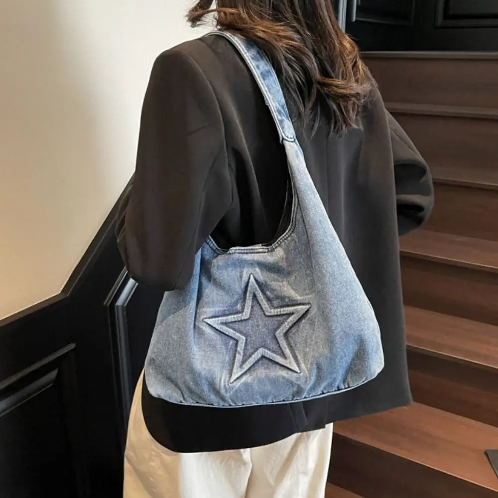 Casual Leisure Denim Tote Bag Harajuku Star Pattern Canvas Shoulder Bag Large Capacity Hobo Bag Women Handbag Lady
Casual Leisure Denim Tote Bag Harajuku Star Pattern Canvas Shoulder Bag Large Capacity Hobo Bag Women Handbag Lady