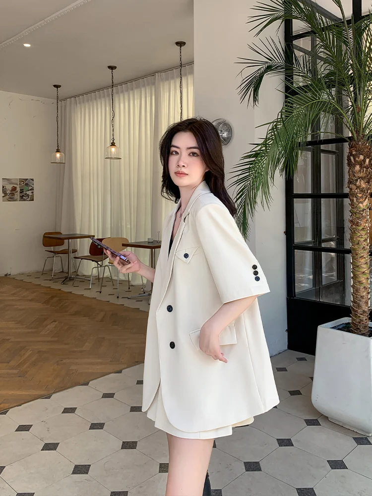 Beige Mid-Sleeve Suit Set Women's Casual Two-Piece Suit Wide Leg Shorts Spring Fashion Ensemble Polyester Fabric 2023 Summer
Beige Mid-Sleeve Suit Set Women's Casual Two-Piece Suit Wide Leg Shorts Spring Fashion Ensemble Polyester Fabric 2023 Summer