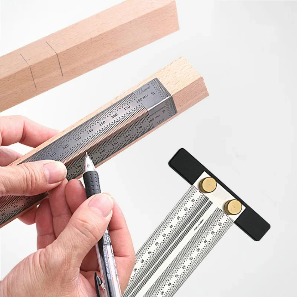 T-type Hole Ruler High-precision Scale Ruler Stainless Woodworking Scribing Mark Line Gauge Carpenter Measuring Tool LA-AA239
T-type Hole Ruler High-precision Scale Ruler Stainless Woodworking Scribing Mark Line Gauge Carpenter Measuring Tool LA-AA239