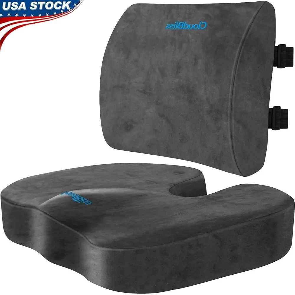 Memory Foam Seat Cushion and Lumbar Support Pillow Office Chair Car Seat Back Pain Relief Ergonomic Design Non-Slip Washable
Memory Foam Seat Cushion and Lumbar Support Pillow Office Chair Car Seat Back Pain Relief Ergonomic Design Non-Slip Washable
