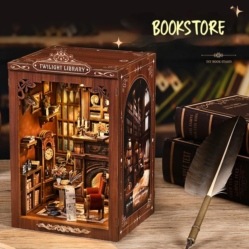 New Twilight Library DIY Mini Book Nook 3D Wooden Assembly Puzzle Creative Bookend With Touch LED Light for friends gifts
New Twilight Library DIY Mini Book Nook 3D Wooden Assembly Puzzle Creative Bookend With Touch LED Light for friends gifts