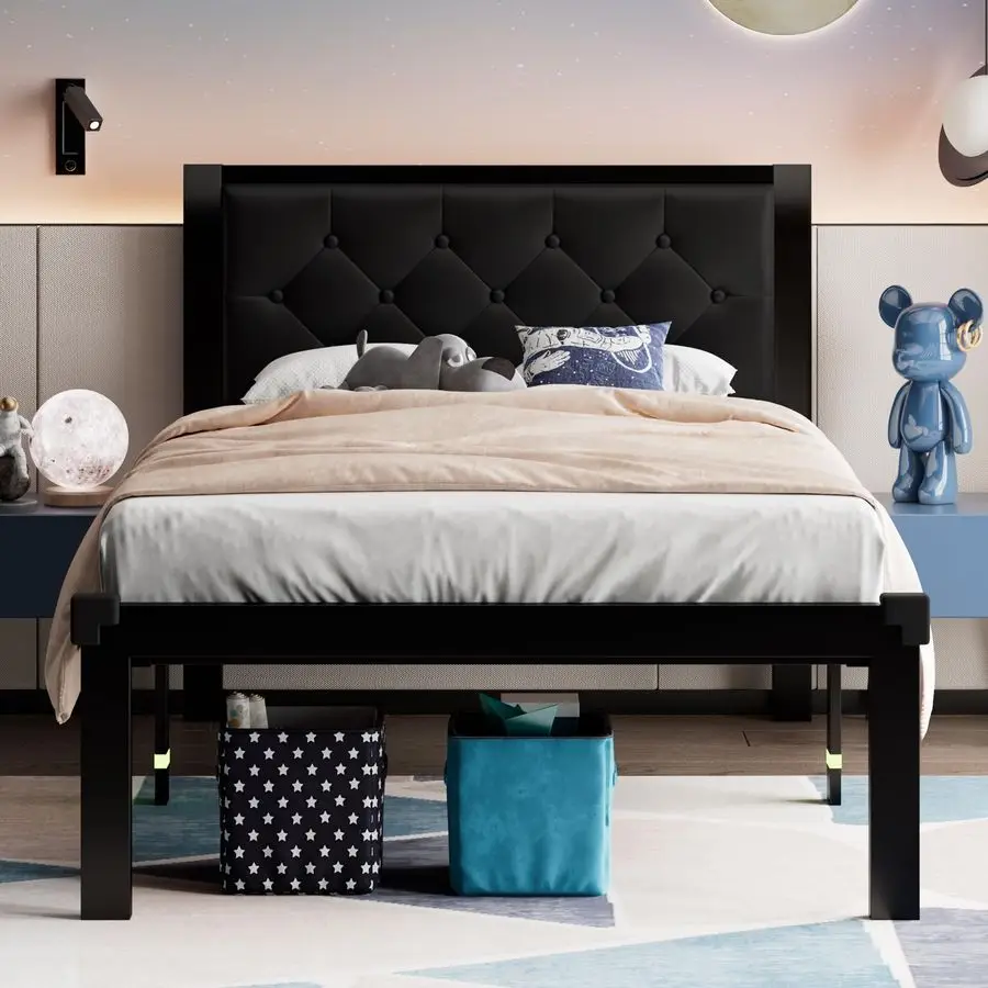 Twin Size Metal Bed Frame with Faux Leather Button Tufted Headboard, HeavyDuty Platform Bed Frame with 12 Storage, Steel Slats S
Twin Size Metal Bed Frame with Faux Leather Button Tufted Headboard, HeavyDuty Platform Bed Frame with 12 Storage, Steel Slats S