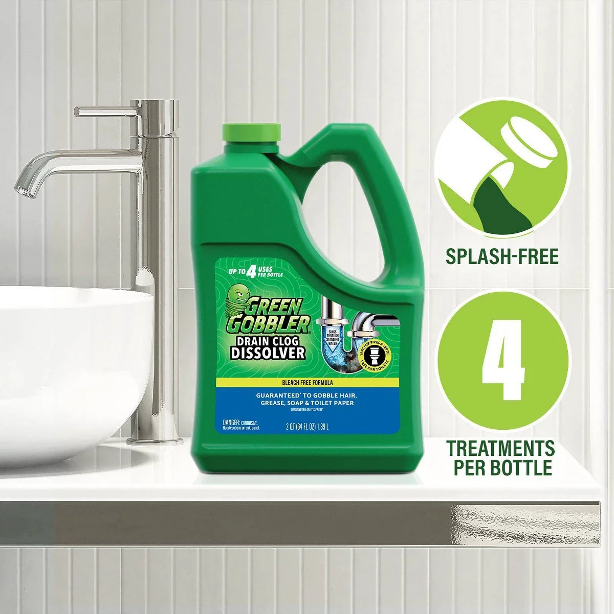 Green Gobbler Drain Clog Dissolver - 64 fl oz
Green Gobbler Drain Clog Dissolver - 64 fl oz
