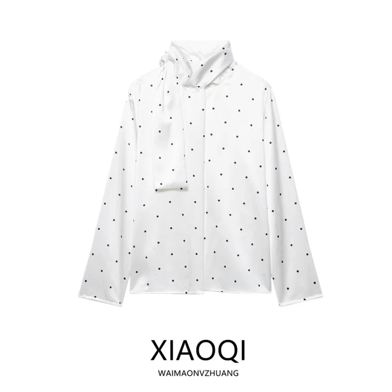 Spring 2026 Women's Fashion Dot Print Scarf Style Shirt Versatile Design Commute Loose Fit Long Sleeve Classic Length Tie Waist
Spring 2026 Women's Fashion Dot Print Scarf Style Shirt Versatile Design Commute Loose Fit Long Sleeve Classic Length Tie Waist