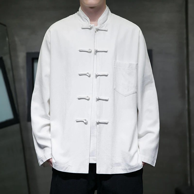Linen Long Sve irt Men's Spring New Chinese Sle Stand Collar Button up Top Youth Faion Tang Costume Jaet Outerwear
Linen Long Sve irt Men's Spring New Chinese Sle Stand Collar Button up Top Youth Faion Tang Costume Jaet Outerwear