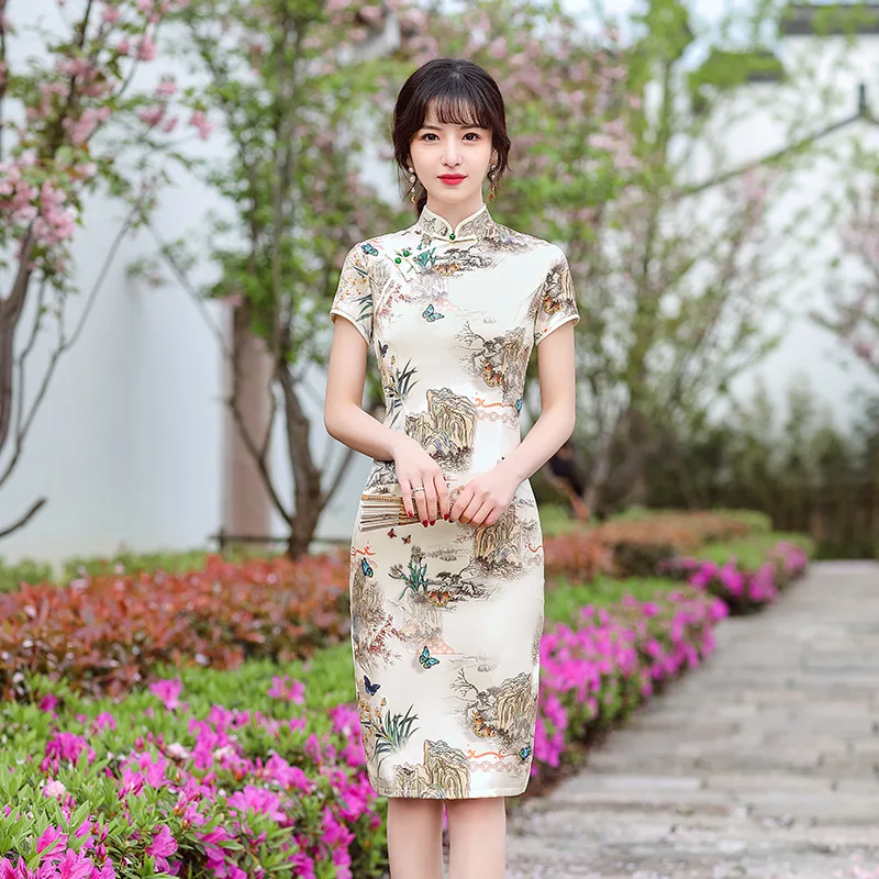2023 New Green Beige Cheongsam Plus Size Qipao Fashion Women Dress Summer Party Costume Vintage Dresses M To 4XL
2023 New Green Beige Cheongsam Plus Size Qipao Fashion Women Dress Summer Party Costume Vintage Dresses M To 4XL