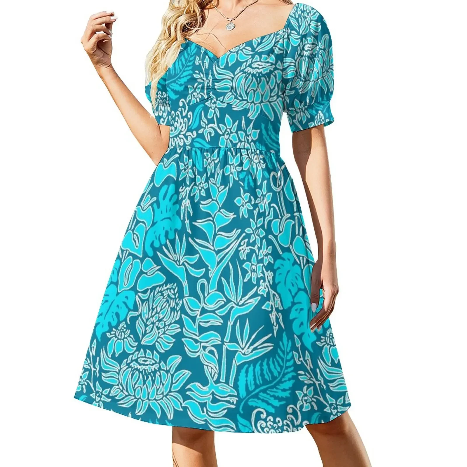 Kauai Morning Hawaiian Protea Floral - Turq and Teal Short-Sleeved Dress bandage dress Long veiled dresses
Kauai Morning Hawaiian Protea Floral - Turq and Teal Short-Sleeved Dress bandage dress Long veiled dresses