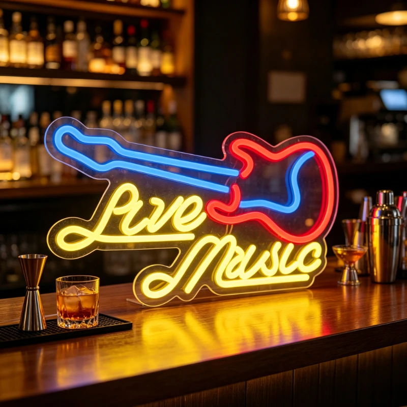 Live Music Neon Sign LED Night Light 3D Acrylic Guitar USB Wall Lamp Bar Pub Home Music Room Aesthetic Decoration Gift
Live Music Neon Sign LED Night Light 3D Acrylic Guitar USB Wall Lamp Bar Pub Home Music Room Aesthetic Decoration Gift