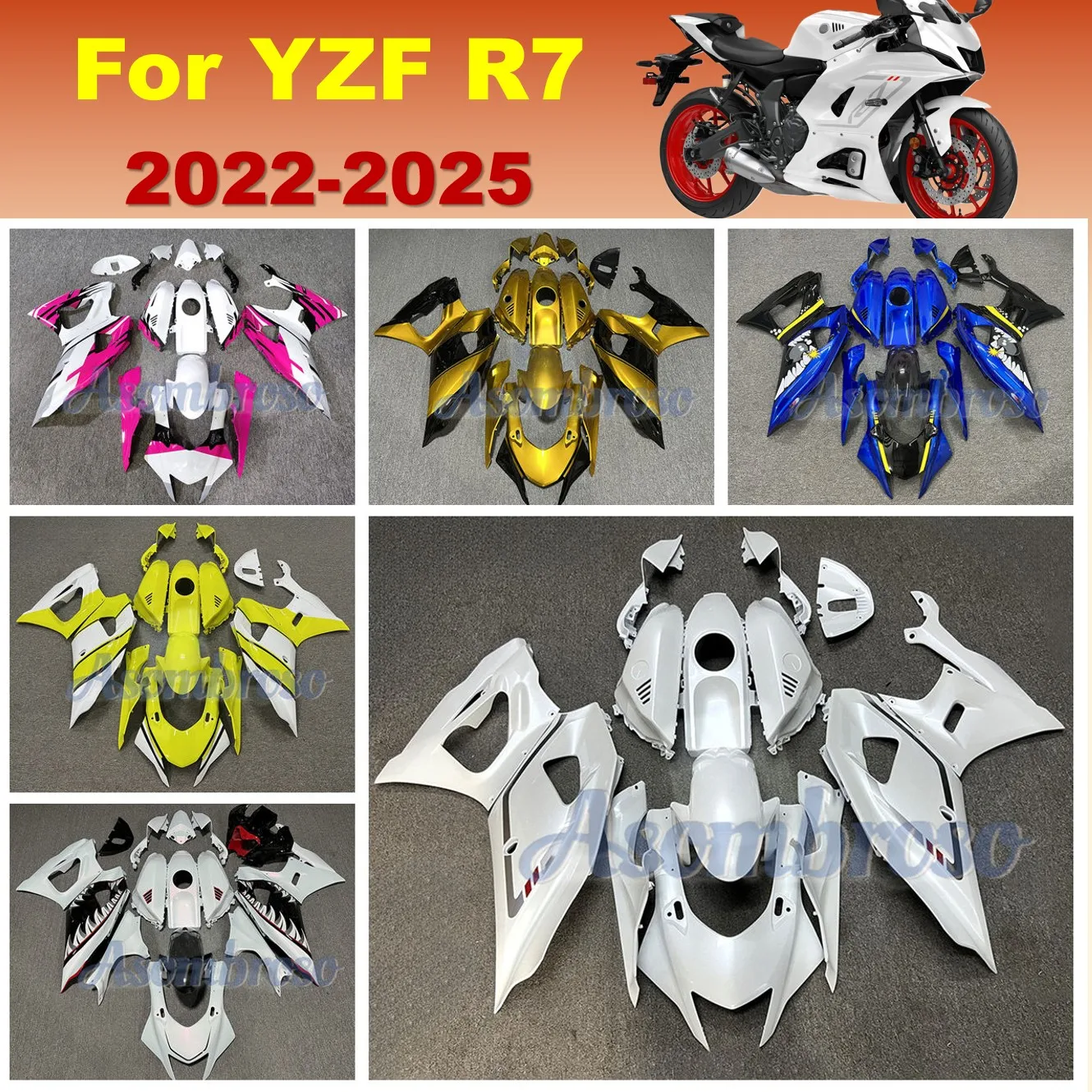 Pearl White Fairings Kits For Yamaha YZF-R7 2022 2023 2024 2025 YZF R7 22-25 Custom ABS Injection Bodywork Set
Pearl White Fairings Kits For Yamaha YZF-R7 2022 2023 2024 2025 YZF R7 22-25 Custom ABS Injection Bodywork Set