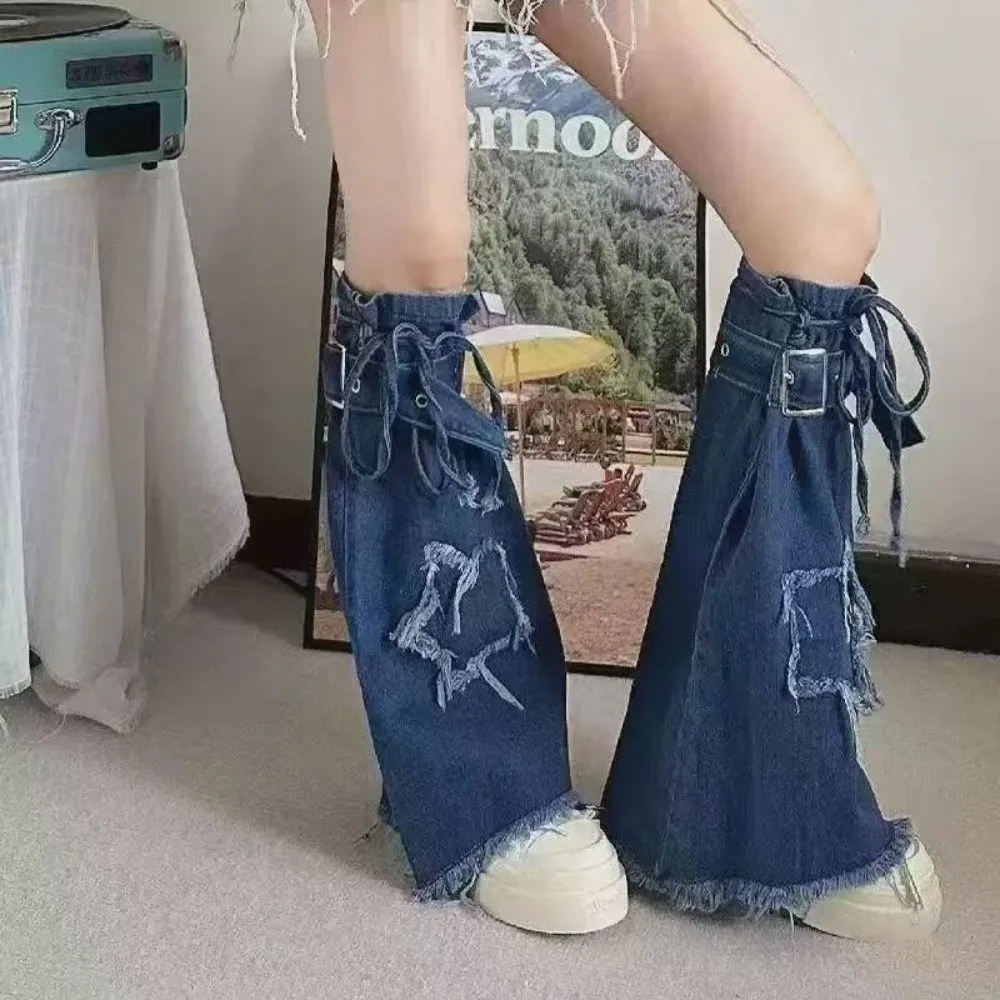 Japanese JK Lolita Y2K Denim Leg Warmers Denim Cloth Stars Cross Trumpet Leg Covers Pile Up Socks Footcover Long Stockings Women
Japanese JK Lolita Y2K Denim Leg Warmers Denim Cloth Stars Cross Trumpet Leg Covers Pile Up Socks Footcover Long Stockings Women