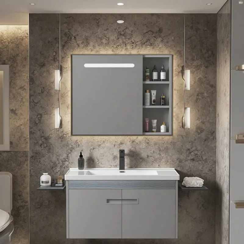 Modern Style Smart LED Mirror Vanity Table Wall Hung Bathroom Cabinet Multi-Size Water Resistant PVC Materials
Modern Style Smart LED Mirror Vanity Table Wall Hung Bathroom Cabinet Multi-Size Water Resistant PVC Materials