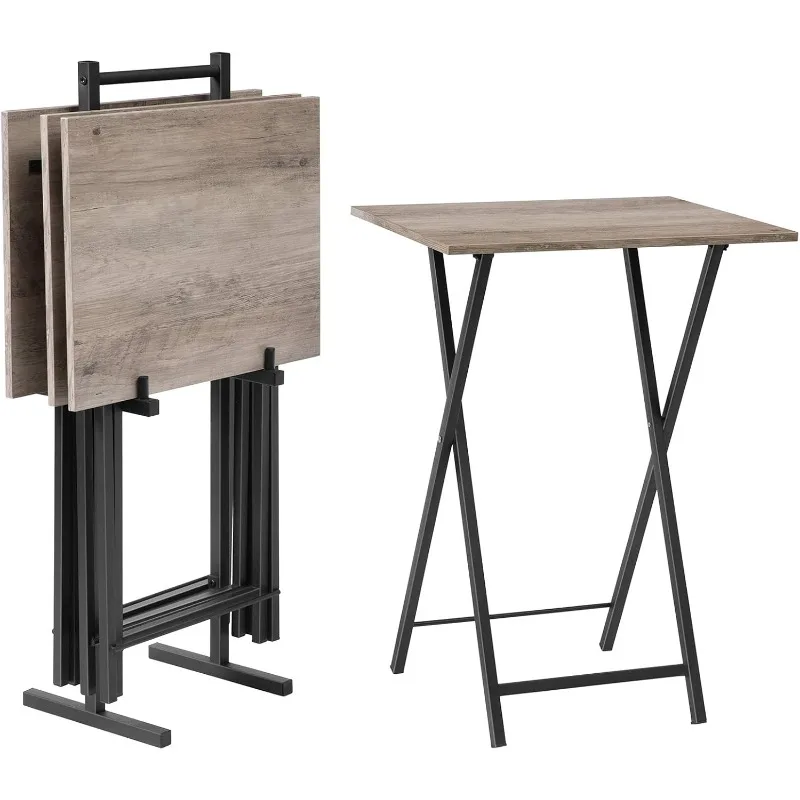 Folding TV Tray Tables, Set Of 4 TV Trays With Storage Rack, Industrial Side Table For Eating At Couch, Foldable Snack
Folding TV Tray Tables, Set Of 4 TV Trays With Storage Rack, Industrial Side Table For Eating At Couch, Foldable Snack