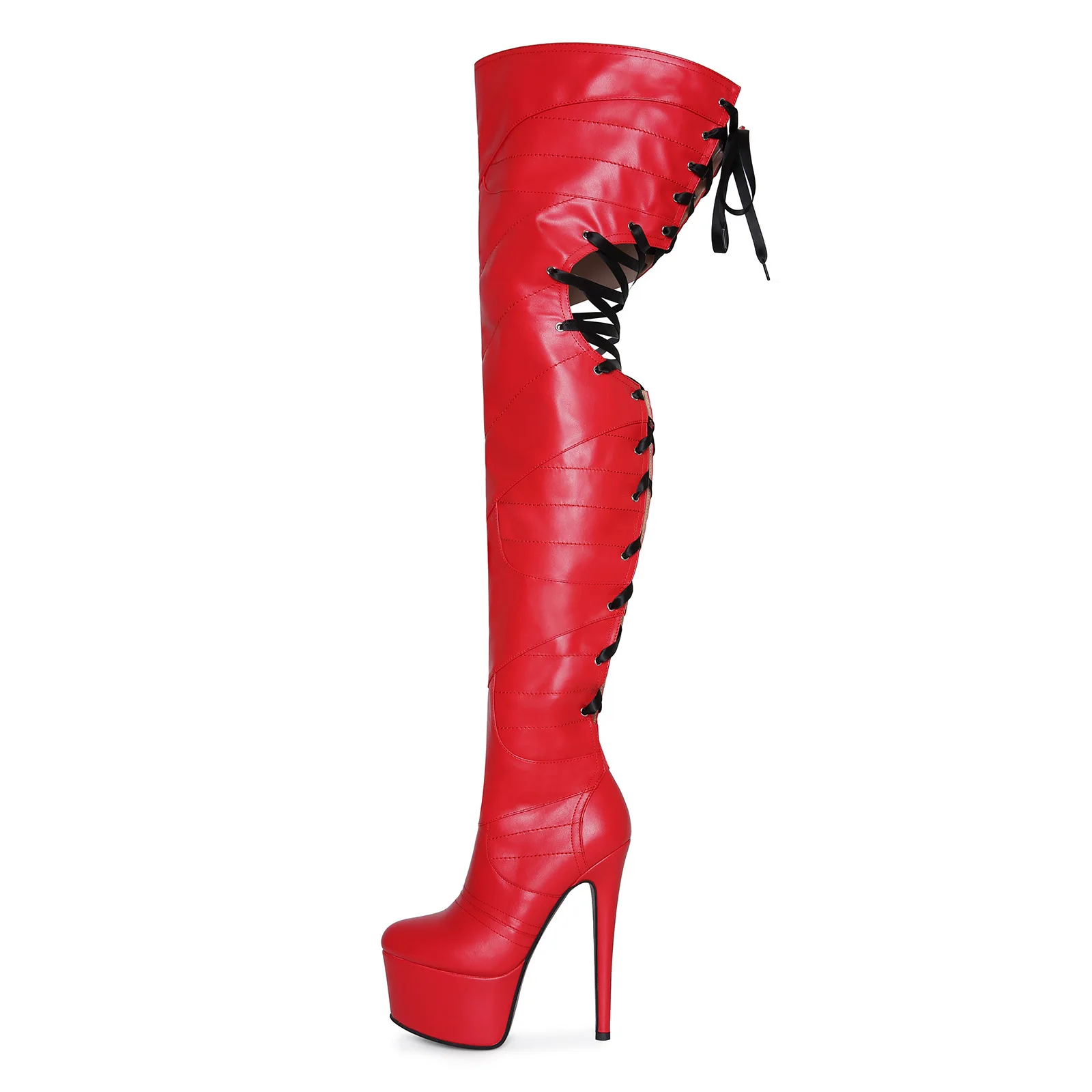 2026 Red leather lace up platform thigh high boots women's super high heels party stage dance big size long boot designer shoes
2026 Red leather lace up platform thigh high boots women's super high heels party stage dance big size long boot designer shoes