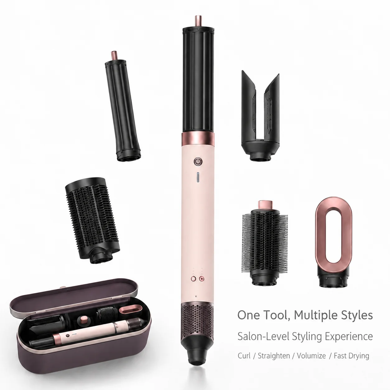 6 In 1 Airwrap Hair Styling Set, Curling Wand Straightener Brush Dryer with Negative Ion & Premium Carrying Case
6 In 1 Airwrap Hair Styling Set, Curling Wand Straightener Brush Dryer with Negative Ion & Premium Carrying Case