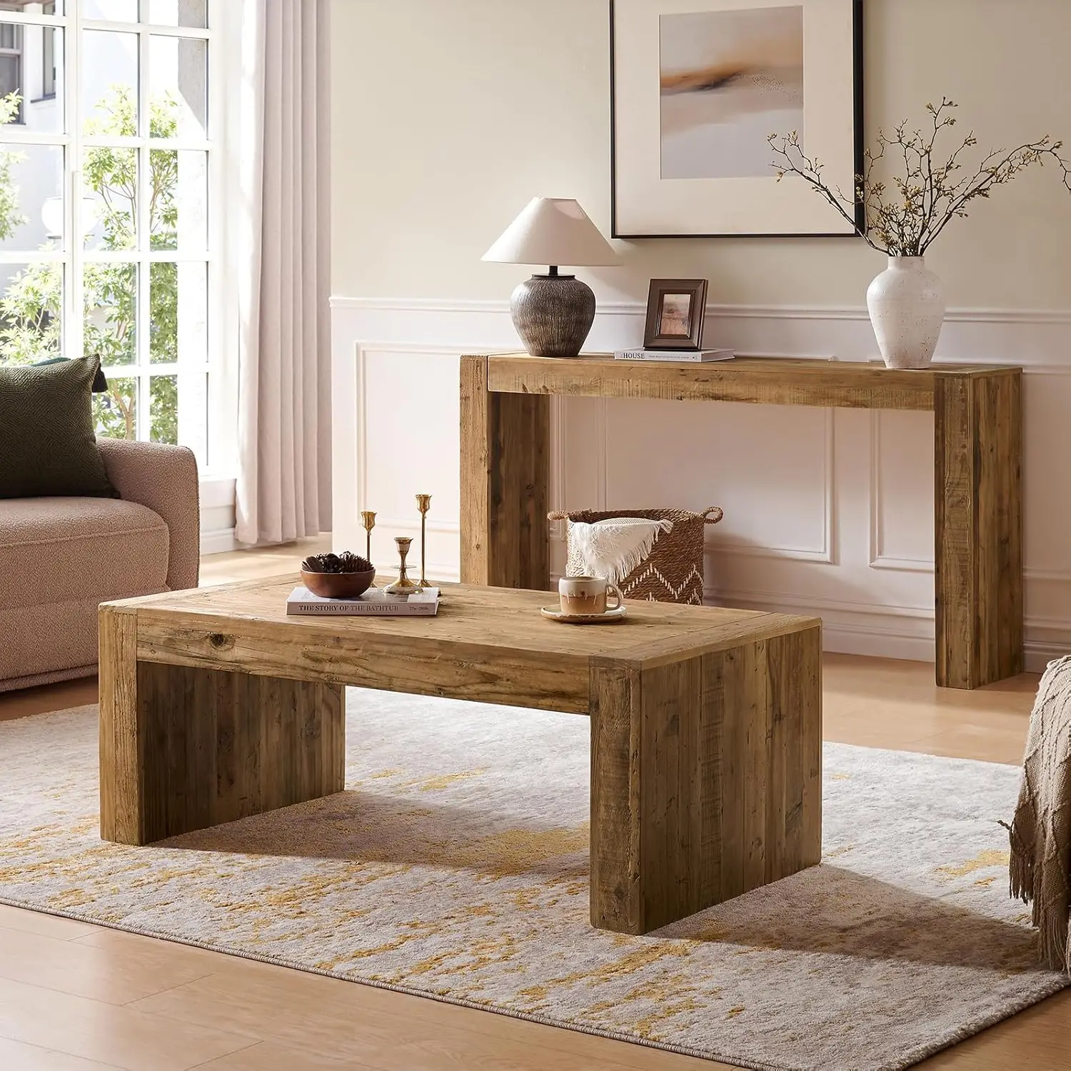 Rustic Industrial Coffee Table, 47.3' Modern Rectangular Solid Wood Center Table, Easy Assembly for Living Room or Office
Rustic Industrial Coffee Table, 47.3' Modern Rectangular Solid Wood Center Table, Easy Assembly for Living Room or Office