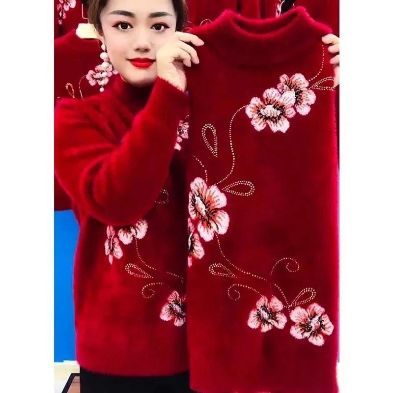 Winter Sweaters and Pullovers New Thick Imitation Mink Velvet Sweater Casual Embroidery Elastic Knitted Jumper Women Tops A511
Winter Sweaters and Pullovers New Thick Imitation Mink Velvet Sweater Casual Embroidery Elastic Knitted Jumper Women Tops A511