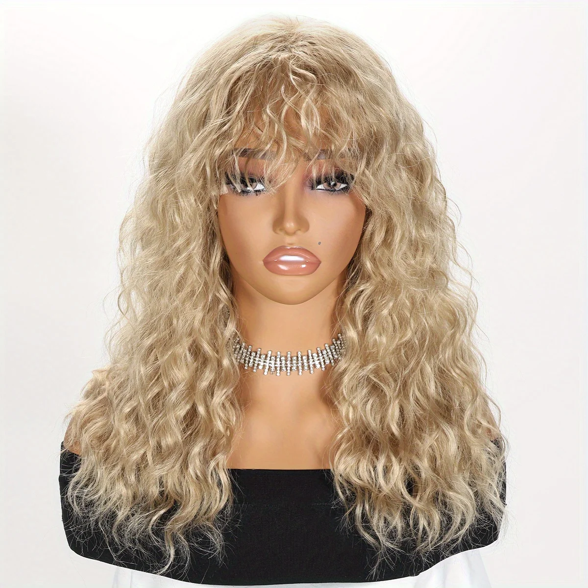 Golden Long Curly Wavy Women's Wig with Bangs, Synthetic Fiber Full Head Wig for Halloween Party
Golden Long Curly Wavy Women's Wig with Bangs, Synthetic Fiber Full Head Wig for Halloween Party